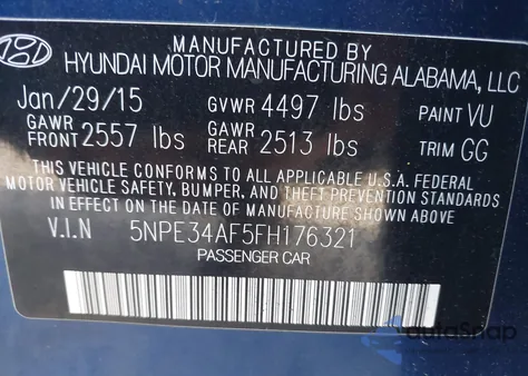 2015 Hyundai Sonata Sport/Limited из США, поврежденный, VIN 5NPE34AF5FH176321